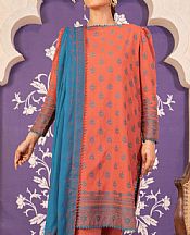 Alkaram Dark Coral Jacquard Suit- Pakistani Lawn Dress