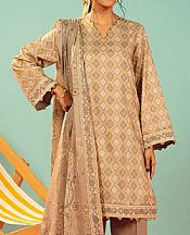 Alkaram Beige Lawn Suit- Pakistani Designer Lawn Suits