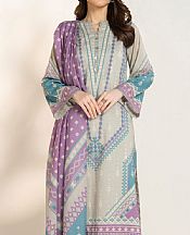 Alkaram Grey Lawn Suit- Pakistani Lawn Dress
