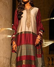 Alkaram Beige/Falu Red Yarn Dyed Suit (2 pcs)- Pakistani Chiffon Dress