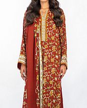Cinnabar Red Viscose Suit- Pakistani Winter Clothing