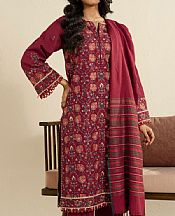 Alkaram Maroon Khaddar Suit- Pakistani Winter Clothing