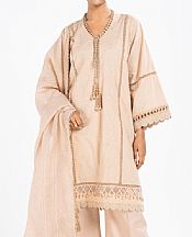 Alkaram Beige Lawn Suit- Pakistani Designer Lawn Suits
