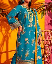 Alkaram Dark Turquoise Lawn Suit- Pakistani Designer Lawn Suits