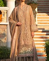 Alkaram Sand Brown Organza Suit- Pakistani Chiffon Dress
