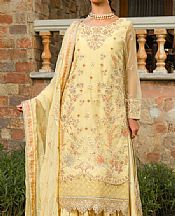 Alkaram Butter Yellow Organza Suit- Pakistani Designer Chiffon Suit
