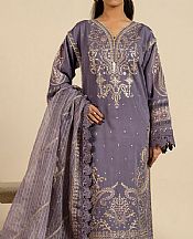 Alkaram Purple Cotton Satin Suit- Pakistani Lawn Dress