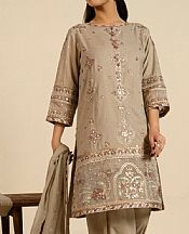 Alkaram Beige Lawn Suit- Pakistani Designer Lawn Suits