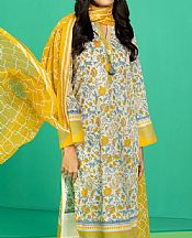 White/Golden Yellow Lawn Kurti- Pakistani Lawn Dress