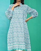 Turquoise/White Lawn Kurti- Pakistani Designer Lawn Dress