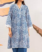 Alkaram White/Turquoise Cambric Kurti- Pakistani Designer Lawn Suits