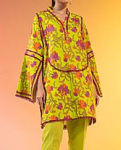 Alkaram Dirty Yellow Lawn Kurti- Pakistani Designer Lawn Suits