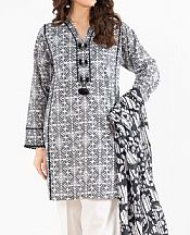 Alkaram White/Black Lawn Suit (2 pcs)- Pakistani Designer Lawn Suits