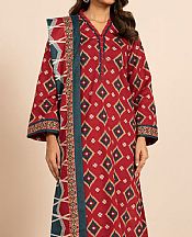 Alkaram Wine Red Khaddar Suit (2 Pcs)- Pakistani Winter Dress