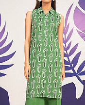 Alkaram Leaf Green Cambric Kurti- Pakistani Lawn Dress