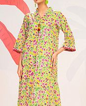 Alkaram Yellow/Green Cambric Kurti- Pakistani Lawn Dress