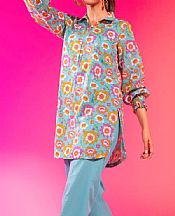 Alkaram Turquoise Lawn Kurti- Pakistani Designer Lawn Suits