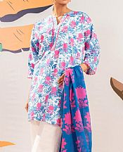 Alkaram White/Blue Cambric Suit (2 Pcs)- Pakistani Designer Lawn Suits