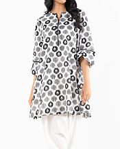 Alkaram White/Grey Lawn Kurti- Pakistani Lawn Dress