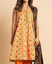 Alkaram Orange Cambric Suit (2 pcs)- Pakistani Lawn Dress