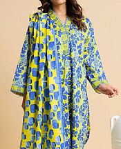 Alkaram Yellow/Blue Cambric Suit (2 pcs)- Pakistani Designer Lawn Suits