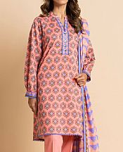 Alkaram Pale Salmon Cambric Suit (2 pcs)- Pakistani Lawn Dress