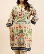 Alkaram Ivory Lawn Kurti- Pakistani Lawn Dress
