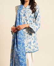 Alkaram White/Blue Lawn Suit (2 pcs)- Pakistani Designer Lawn Suits