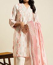 Alkaram Ivory/Pink Lawn Suit- Pakistani Designer Lawn Suits