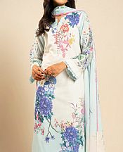 Alkaram Off White/Light Blue Lawn Suit (2 pcs)- Pakistani Designer Lawn Suits