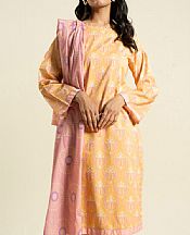 Alkaram Light Orange Lawn Suit (2 pcs)- Pakistani Lawn Dress