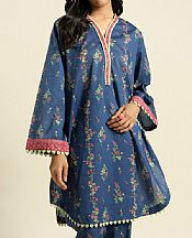 Alkaram Denim Blue Lawn Suit (2 pcs)- Pakistani Lawn Dress