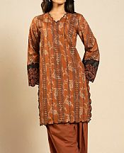 Alkaram Ruddy Brown Lawn Suit (2 pcs)- Pakistani Designer Lawn Suits