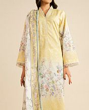Alkaram Yellow/Off White Lawn Suit- Pakistani Designer Lawn Suits