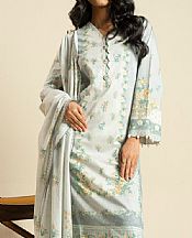 Alkaram Light Grey Lawn Suit (2 pcs)- Pakistani Lawn Dress