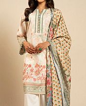 Alkaram Off White Lawn Suit- Pakistani Lawn Dress