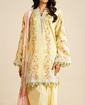 Alkaram Pastel Yellow Lawn Suit- Pakistani Designer Lawn Suits