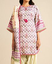 Alkaram Off White/Lilac Lawn Suit- Pakistani Designer Lawn Suits