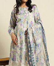 Alkaram Beige Lawn Suit- Pakistani Lawn Dress
