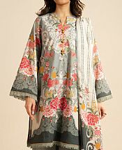 Alkaram Grey Lawn Suit- Pakistani Lawn Dress