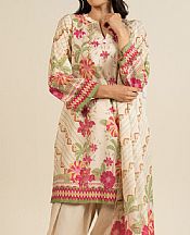 Alkaram Ivory Lawn Suit- Pakistani Designer Lawn Suits
