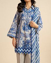 Alkaram Grey/Blue Lawn Suit- Pakistani Lawn Dress