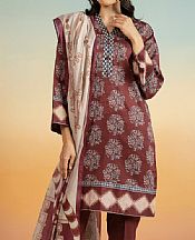 Alkaram Wine Lawn Suit- Pakistani Lawn Dress