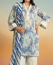 Alkaram Blue/Off White Lawn Suit- Pakistani Lawn Dress