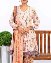 Alkaram Ivory/Peach Lawn Suit- Pakistani Designer Lawn Suits