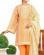 Cream/Orange Lawn Suit (2 Pcs)- Pakistani Designer Lawn Dress