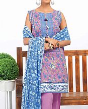 Mauve/Blue Lawn Suit- Pakistani Designer Lawn Dress