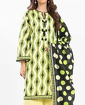 Alkaram Off White/Green Lawn Suit- Pakistani Designer Lawn Suits