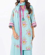 Alkaram Light Blue Lawn Suit (2 pcs)- Pakistani Designer Lawn Suits