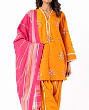 Alkaram Dark Orange Dobby Suit- Pakistani Designer Lawn Suits